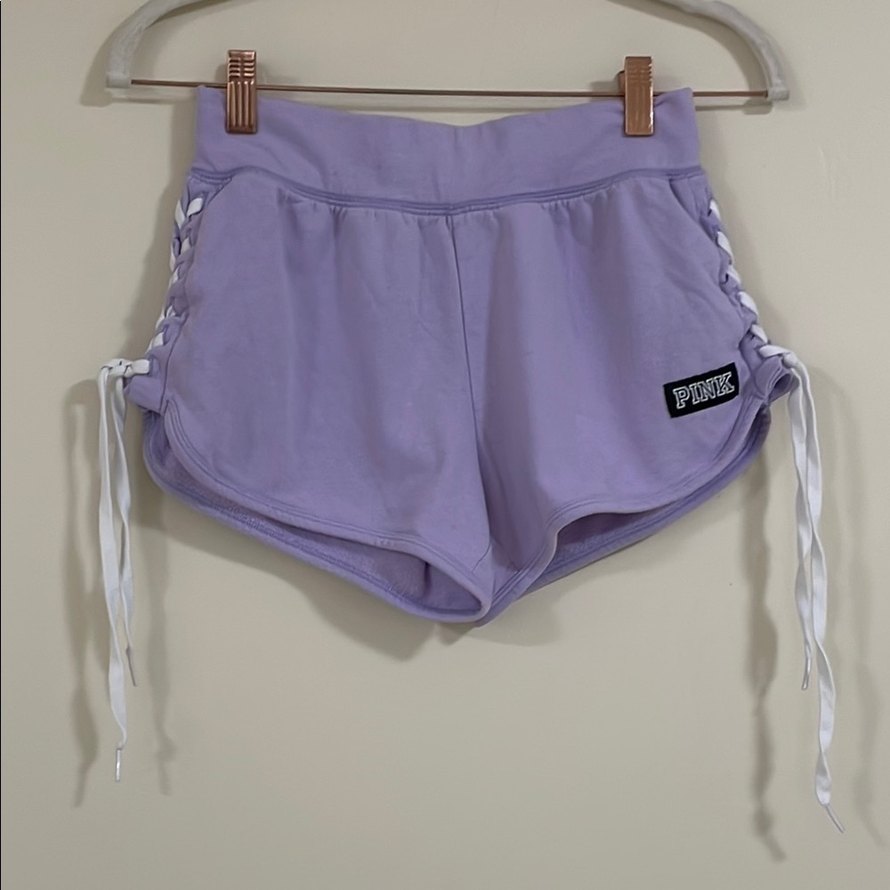 PINK Victoria's Secret Lilac Lace-Up Side Shorts